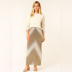 Max Studio Sexy Maxi Skirt Tan Ivory No Slit bodycon